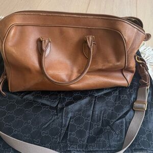 Gucci Brown Leather Duffel Bag -